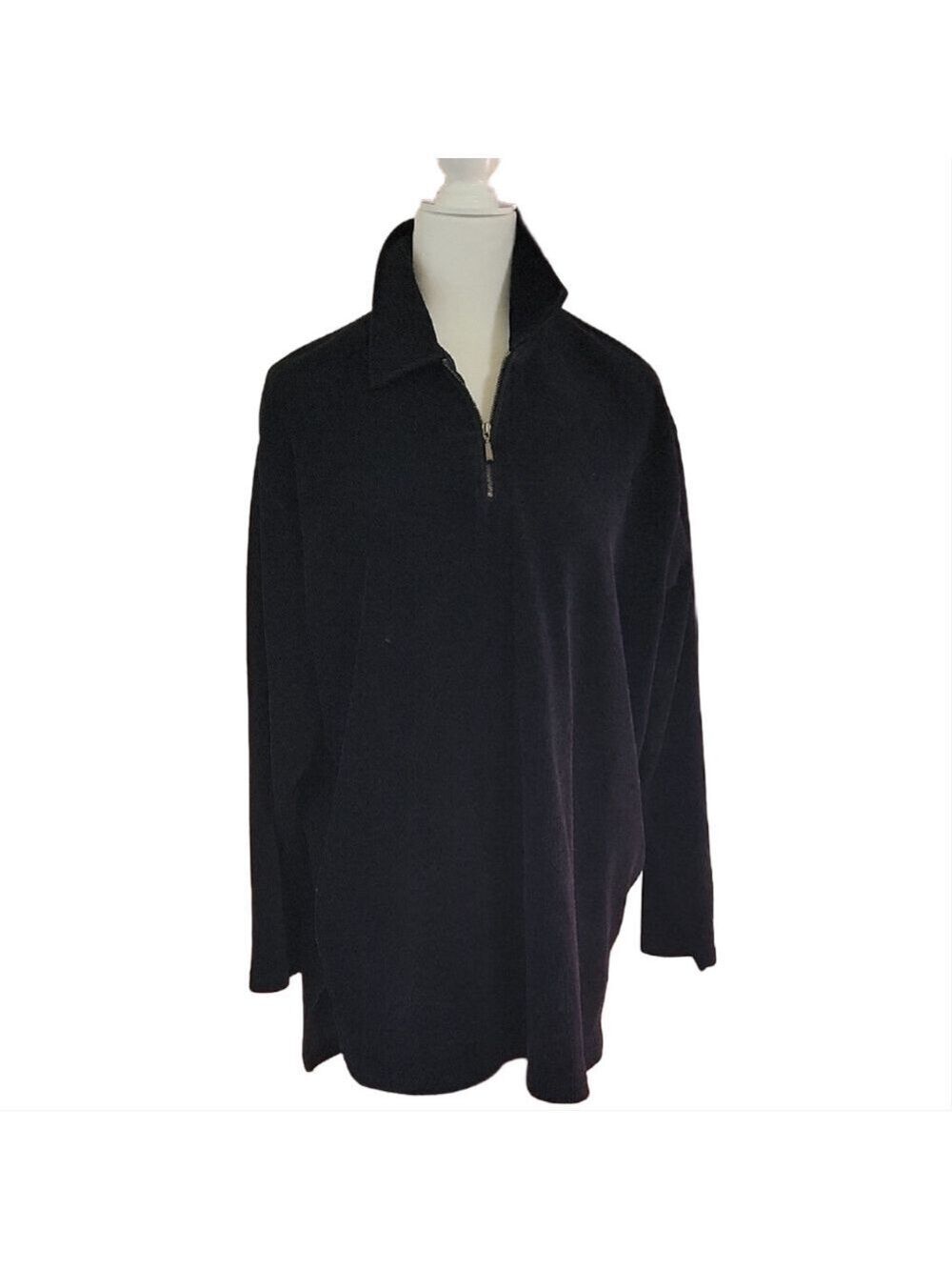 Chaus Men's Sport Black Ribbed 1/4 Zip Pullover Size XL EUC